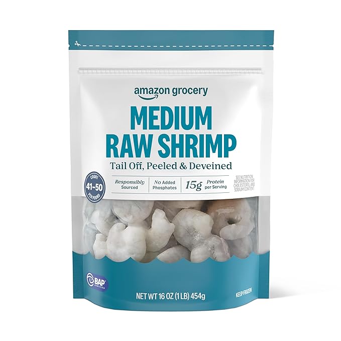 Amazon Grocery, Medium Raw Shrimp, 16 Oz (Previously Fresh Brand, Packaging May Vary)