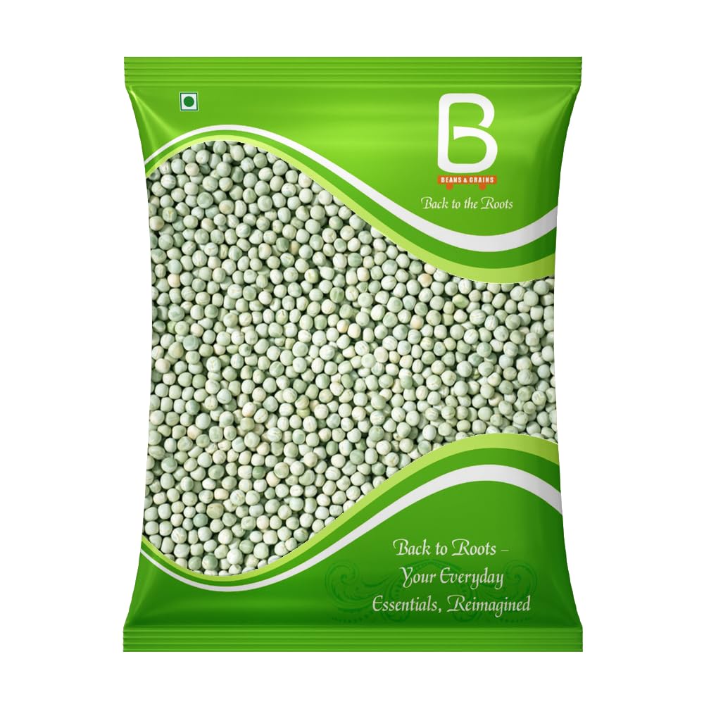 Beans & Grains Premium Green Peas (Dry Hara Matar) | Protein & Fiber-Rich Pulses | 100% Natural & Unpolished | 1kg