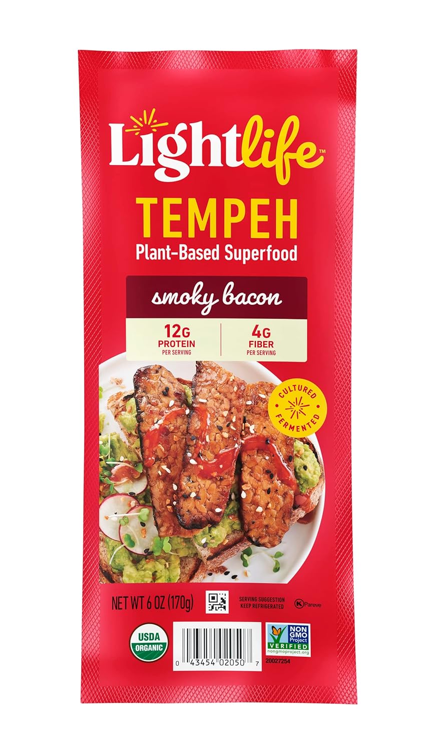 Lightlife Organic Tempeh Smoky Plant-Based Bacon, 6 oz