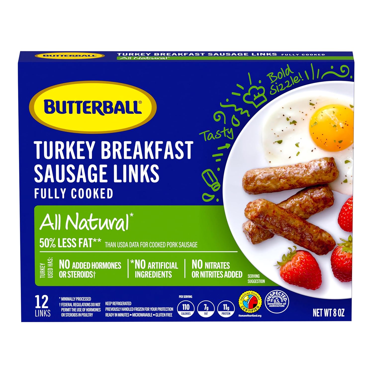 Butterball All Natural Turkey Breakfast Sausage Links, 8 oz., 12 links